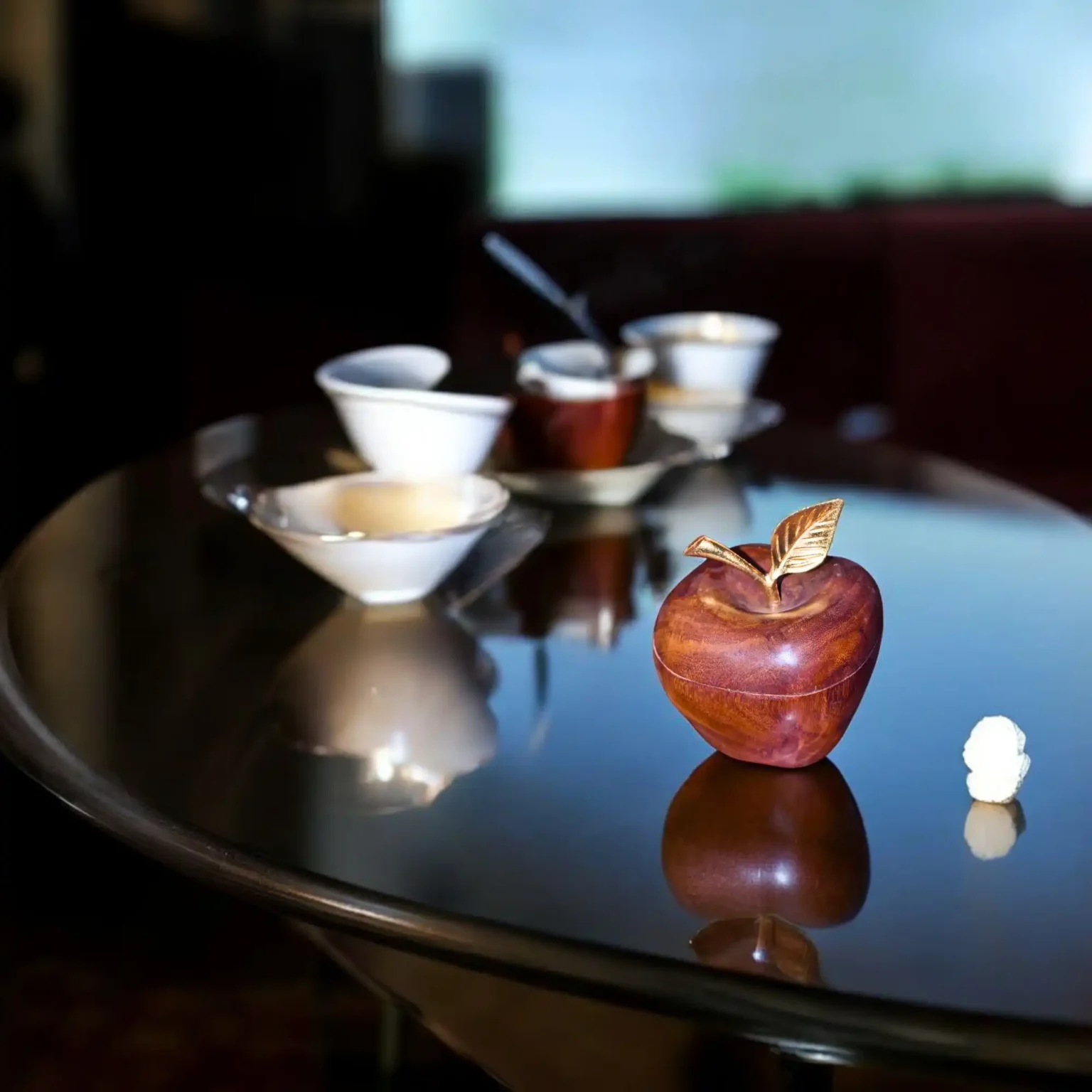 Wooden Apple-Shaped Sugar Pot