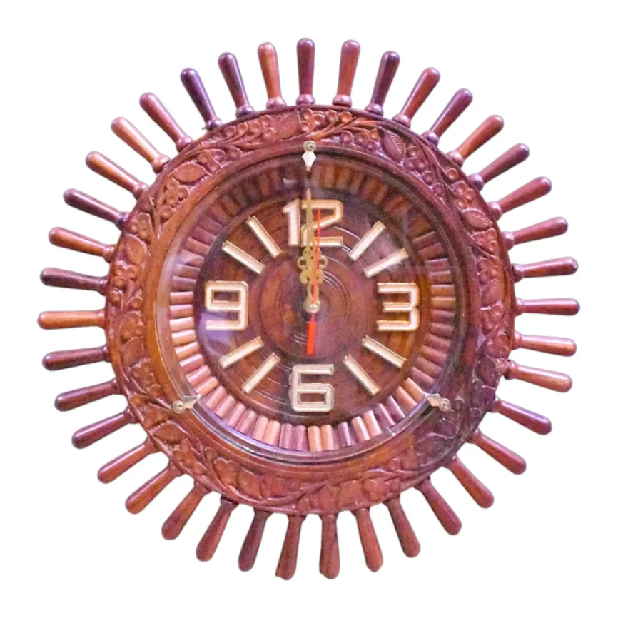 Zavia – Wooden Wall Clock in Radial Bloom Angle 1