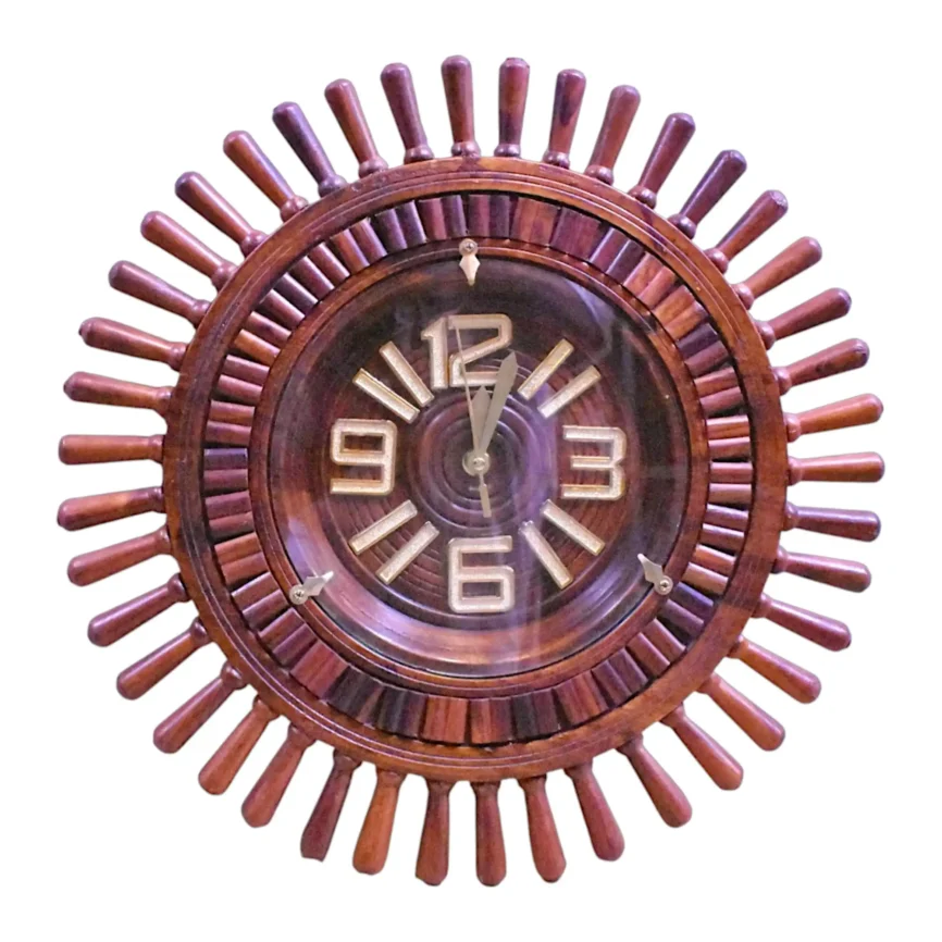 Zirafshan – Wooden Wall Clock with Radiant Spokes Angle 1
