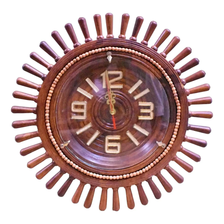 Walnet Ring - Wooden Wall Clock Angle 1