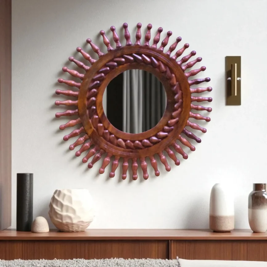 Wooden Sunburst Mirror