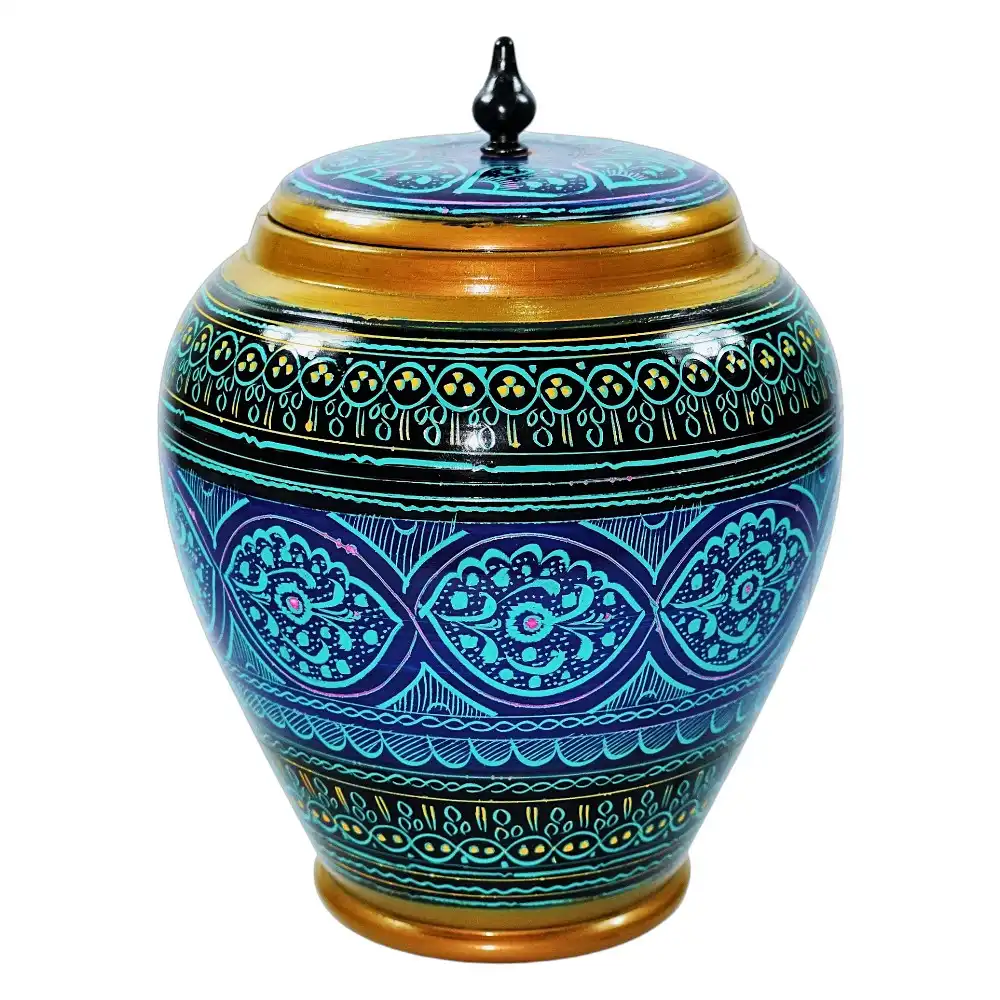 Wooden Bin With Lid (Candy Jar) – Midnight Teal Angle 1