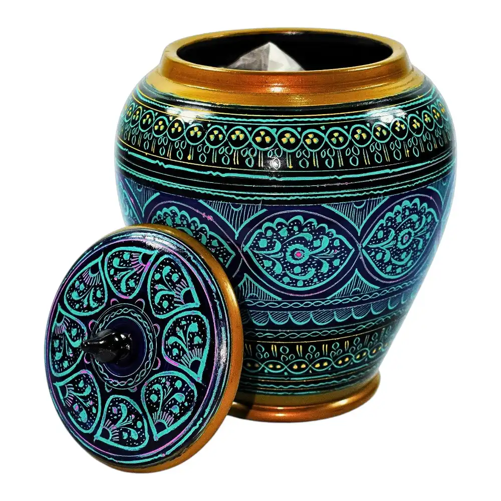 Wooden Bin With Lid (Candy Jar) – Midnight Teal Angle 2