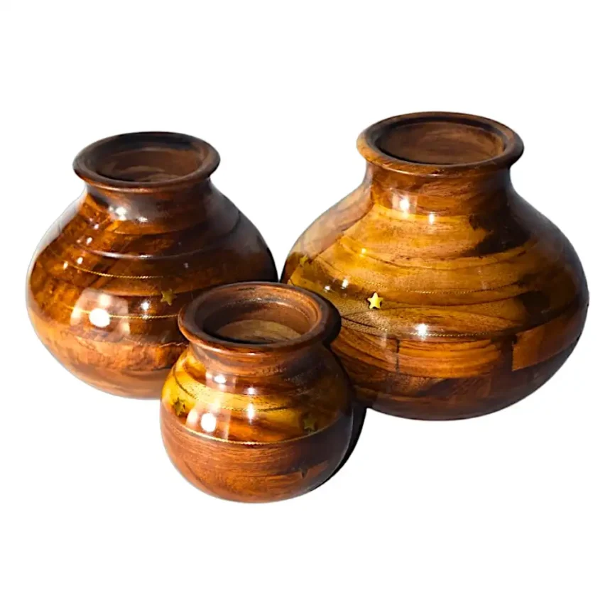 Wooden Ghara Set – Set of 3 Angle 1
