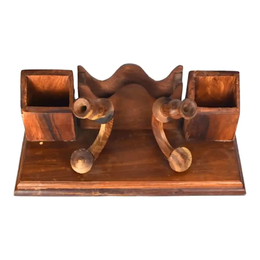 Wooden Phone Stand Office Set – Nakkashi Edition Angle 1