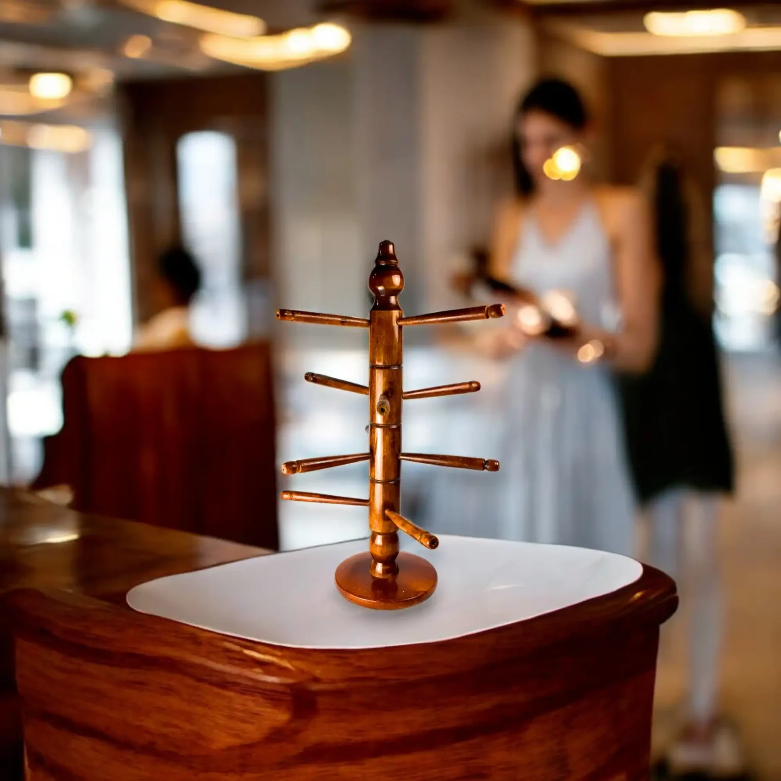 Sheesham Wood Bangles Tower — 8-Rod Organizer