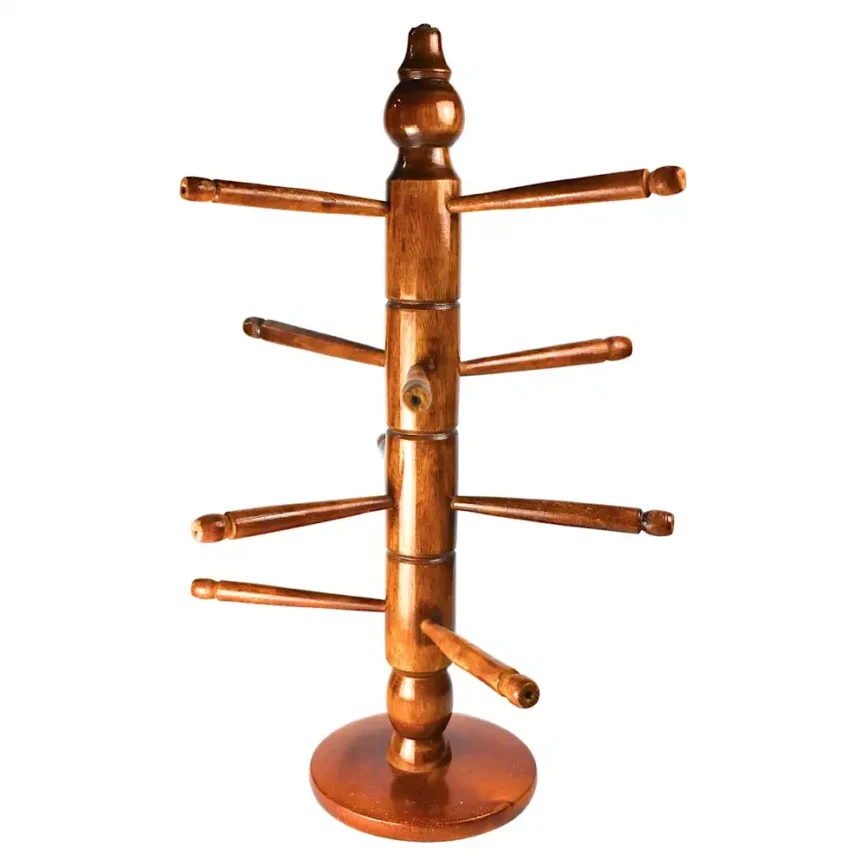 Sheesham Wood Bangles Tower — 8-Rod Organizer Angle 1