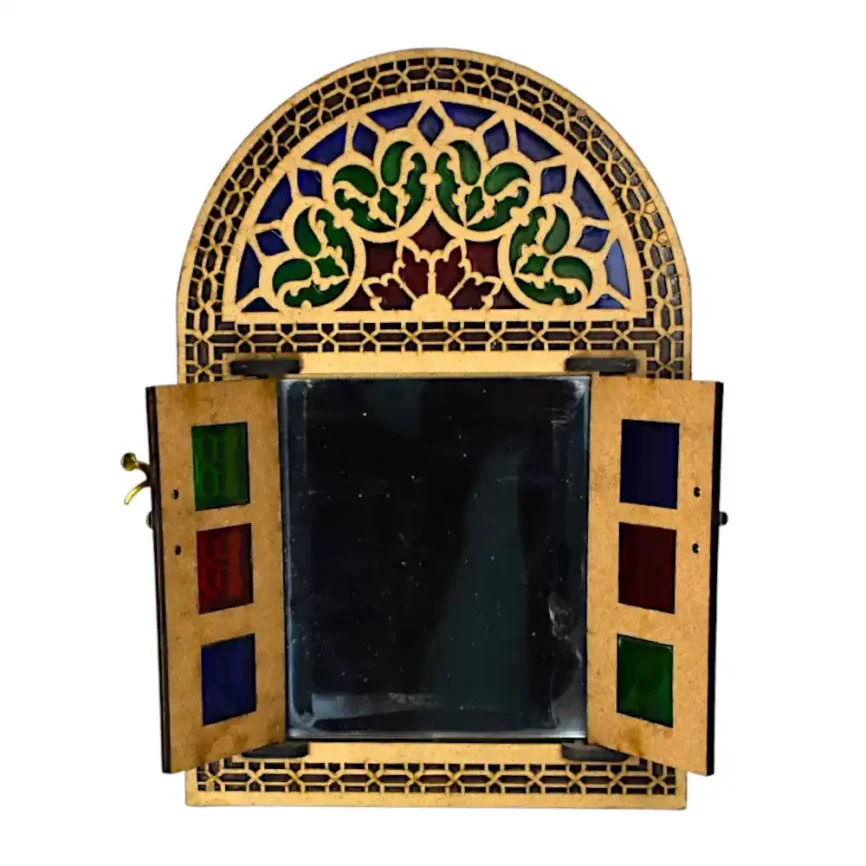 Mini Wooden Mirror Wall Hanging – Sheesh Mahal Style Angle 1