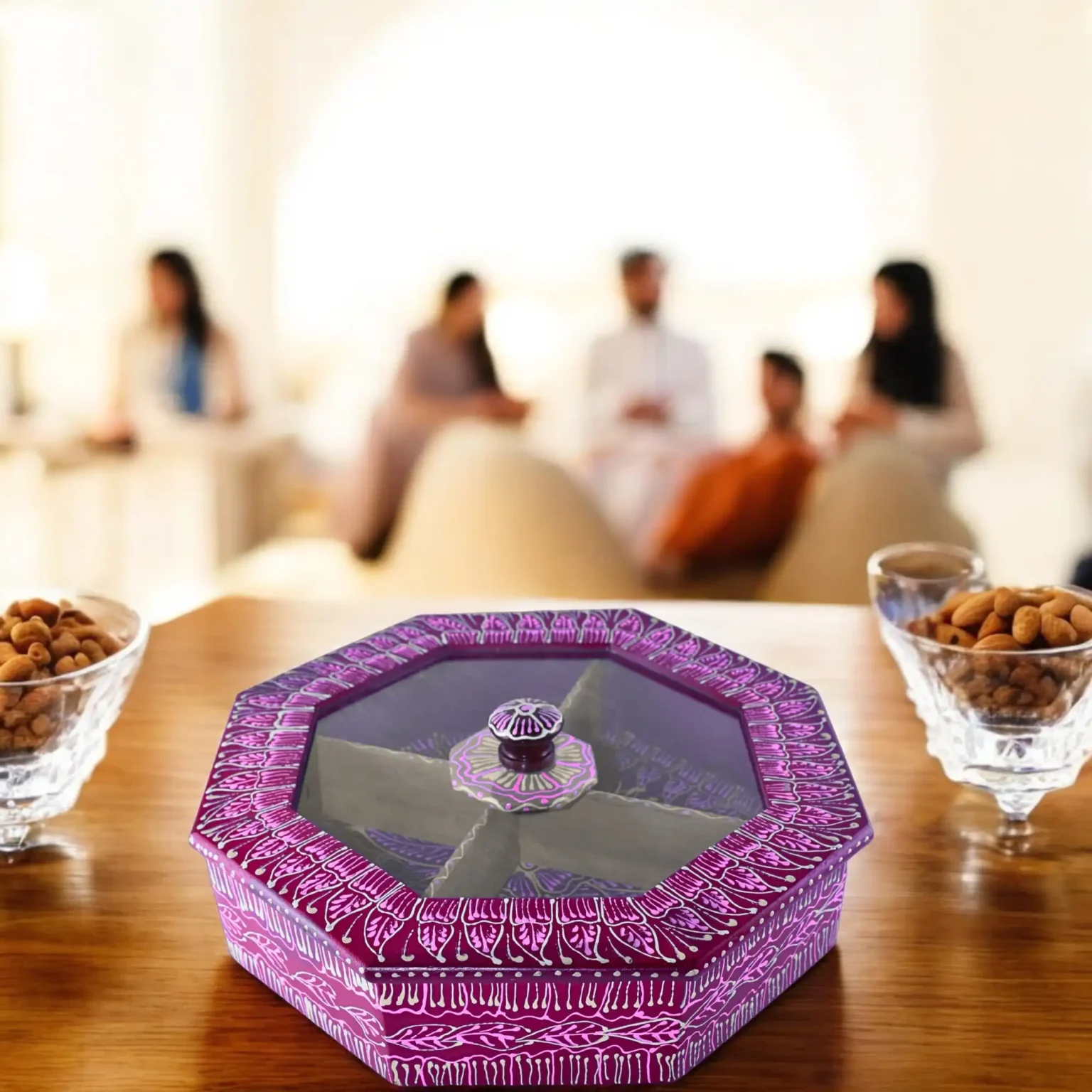 Octagonal Handpainted Dry Fruit & Masala Box