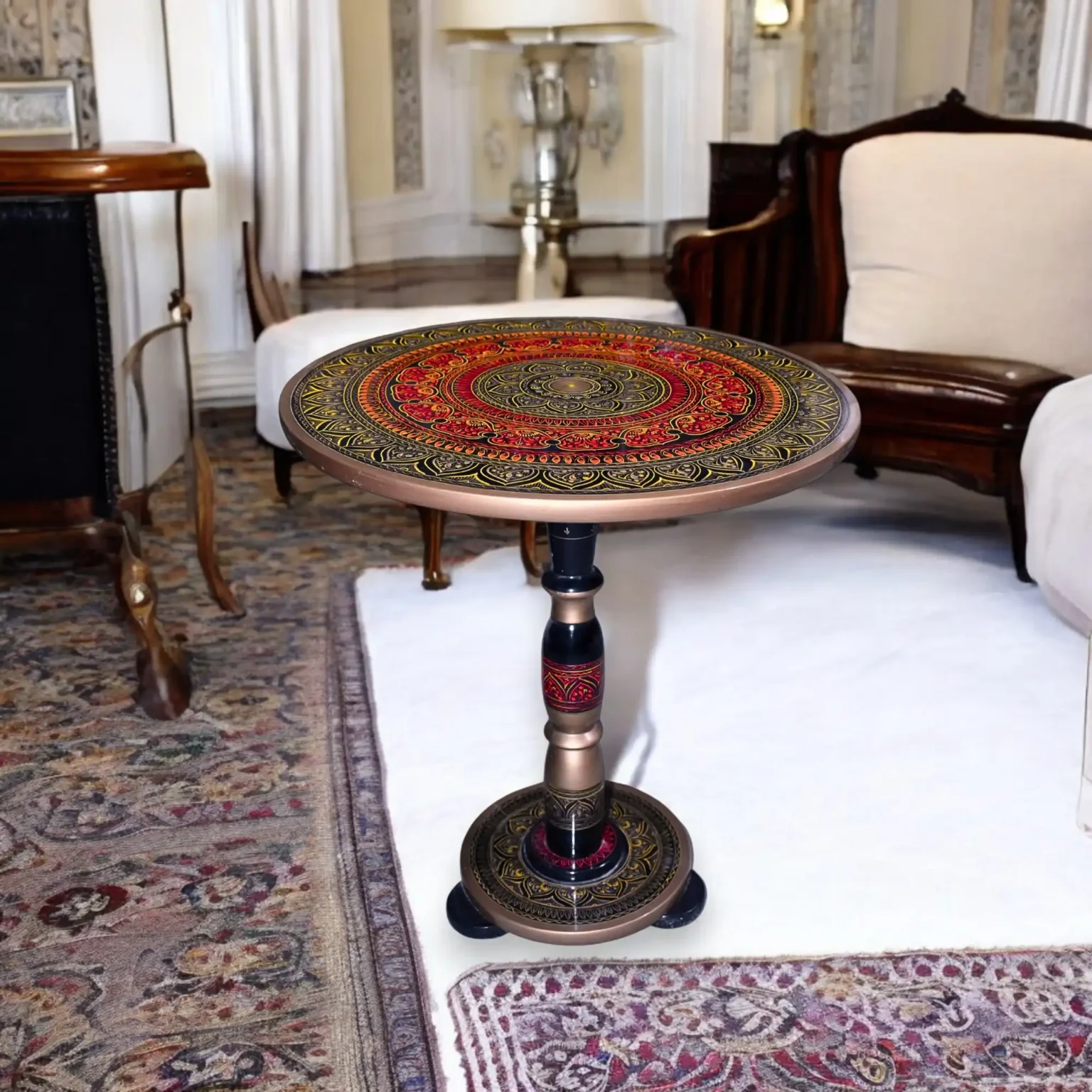 Sitara – Red & Yellow Naqshi Pedestal Table