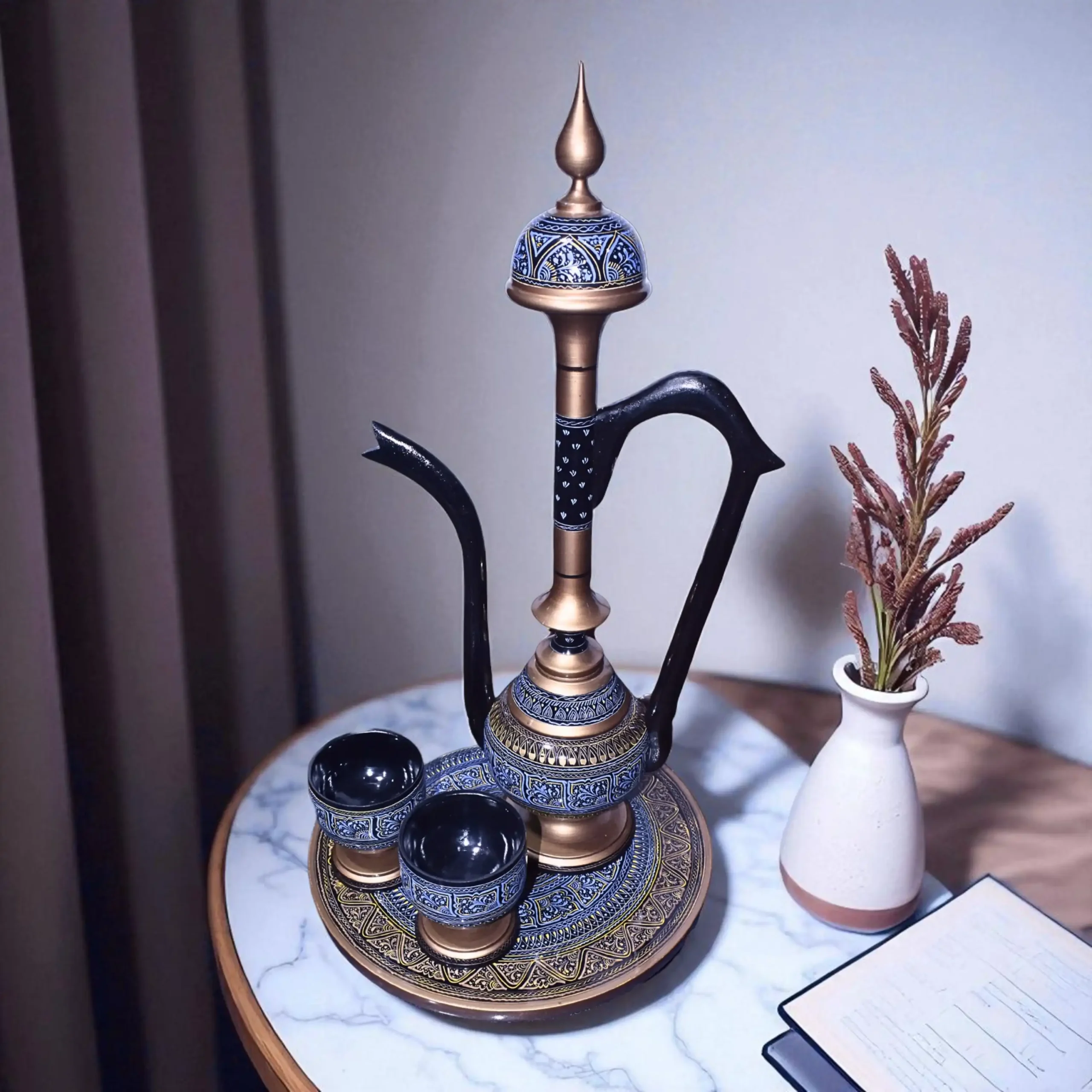 Blue & Gold Wooden Umer e Khayyam Decoration Piece